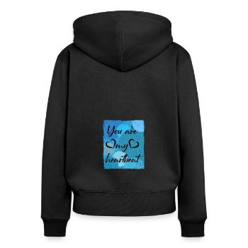 You are my heartbeat - Frauen Premium Bio Zip Hoodie - Schwarz - Hinten - Julia (174cm)
