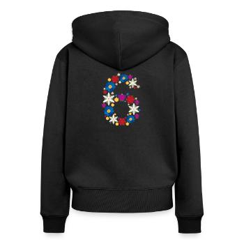 Flowers 6 - Frauen Premium Bio Zip Hoodie - Schwarz - Hinten - Julia (174cm)