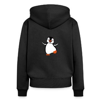 Pinguin - Frauen Premium Bio Zip Hoodie - Schwarz - Hinten - Julia (174cm)