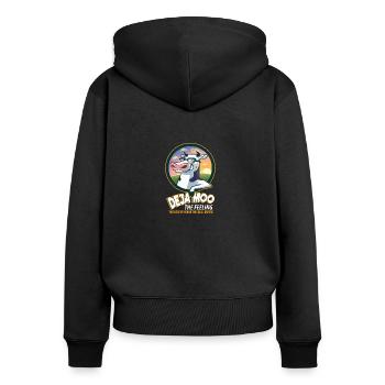 Deja Moo drôle vache sort vaches cadeau - Sweat à capuche zippé Premium bio Femme - noir - Dos - Julia (174cm)