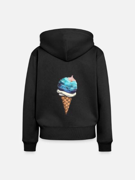 Eis-Planet Merkur - Frauen Premium Bio Zip Hoodie - Schwarz