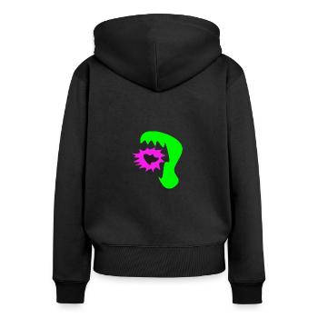 Abstraktes Monster - Frauen Premium Bio Zip Hoodie - Schwarz - Hinten - Julia (174cm)