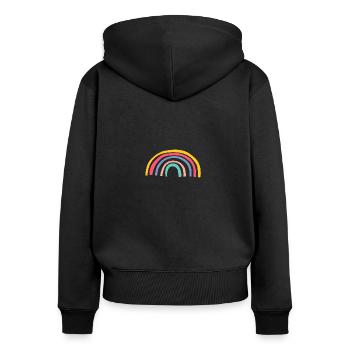 arc-en-ciel boho geschenkidee - Sweat à capuche zippé Premium bio Femme - noir - Dos - Julia (174cm)