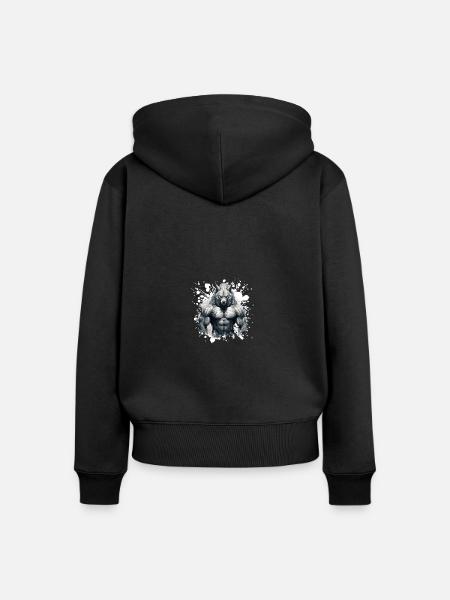 Wolf Muskeln - Frauen Premium Bio Zip Hoodie - Schwarz