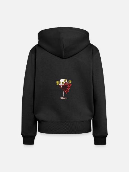 Weinglas Wein Trauben - Frauen Premium Bio Zip Hoodie - Schwarz