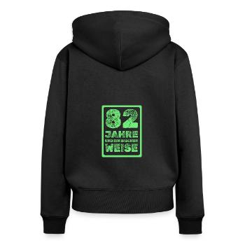 Alter 82 - Frauen Premium Bio Zip Hoodie - Schwarz - Hinten - Julia (174cm)