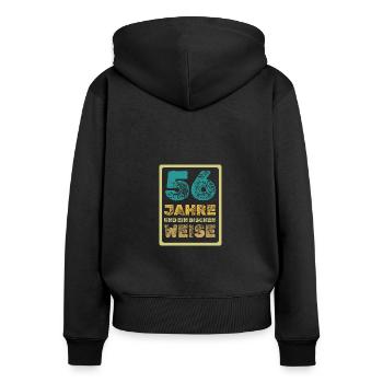 Alter 56 - Frauen Premium Bio Zip Hoodie - Schwarz - Hinten - Julia (174cm)