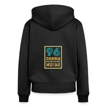 96 - Frauen Premium Bio Zip Hoodie - Schwarz - Hinten - Julia (174cm)