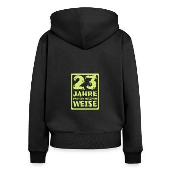 Proverb 23 - Women's Premium Organic Zip Hoodie - black - Back - Julia (174cm)