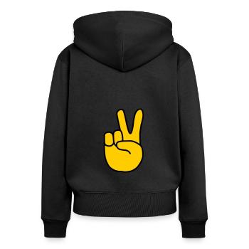 Emoji Peace Finger Skizze Farbe - Frauen Premium Bio Zip Hoodie - Schwarz - Hinten - Julia (174cm)