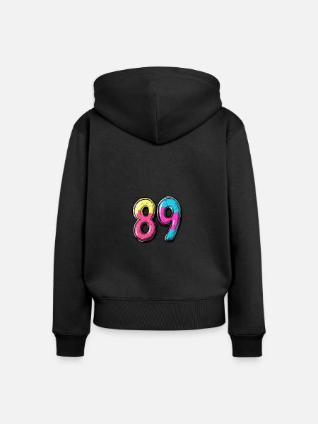 89 Zahl Comic - Frauen Premium Bio Zip Hoodie - Schwarz