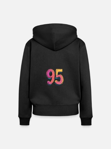 95 Zahl Comic - Frauen Premium Bio Zip Hoodie - Schwarz