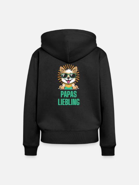Papas Liebling - Frauen Premium Bio Zip Hoodie - Schwarz