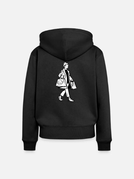 verbrauchen - Frauen Premium Bio Zip Hoodie - Schwarz