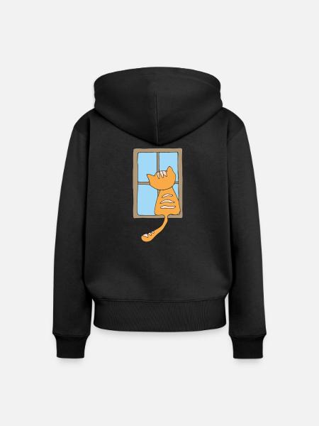 katze am fenster - Frauen Premium Bio Zip Hoodie - Schwarz