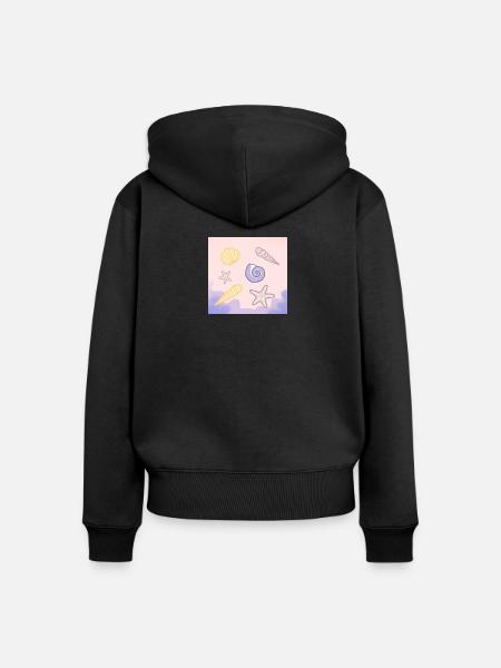Pastellmeer Muscheln Seesterne - Frauen Premium Bio Zip Hoodie - Schwarz
