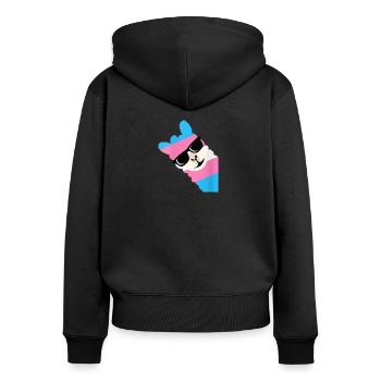 Les femmes drôles disent les lunettes de soleil de lama gay - Sweat à capuche zippé Premium bio Femme - noir - Dos - Julia (174cm)