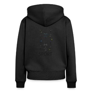 Sport Sport Sport - Frauen Premium Bio Zip Hoodie - Schwarz - Hinten - Julia (174cm)