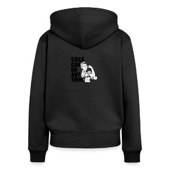 Girls can do Anything Frauenpower Feminismus Frau - Frauen Premium Bio Zip Hoodie - Schwarz - Hinten - Julia (174cm)