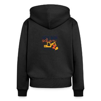Geburtstagskind 2. Geburtstag Bagger Baustelle - Frauen Premium Bio Zip Hoodie - Schwarz - Hinten - Julia (174cm)