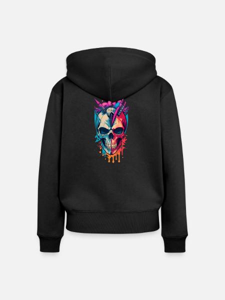 Totenkopf - Frauen Premium Bio Zip Hoodie - Schwarz