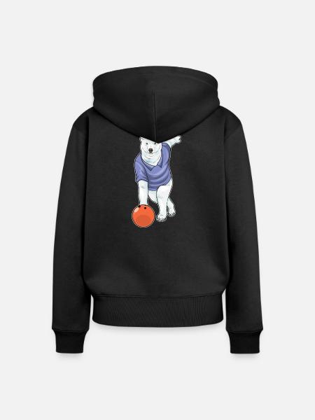 Eisbär Bowling Bowlingkugel - Frauen Premium Bio Zip Hoodie - Schwarz