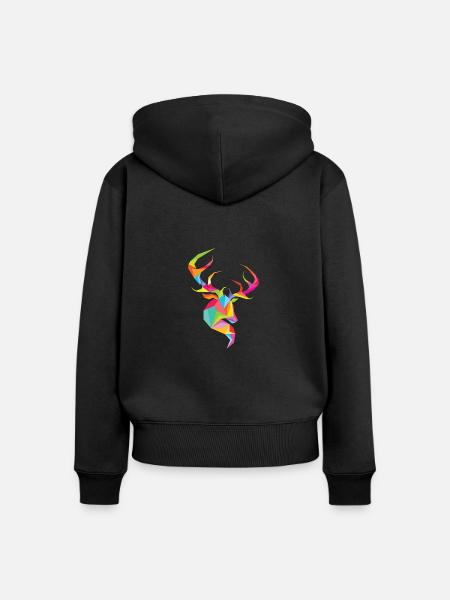 Hirschkopf - Frauen Premium Bio Zip Hoodie - Schwarz