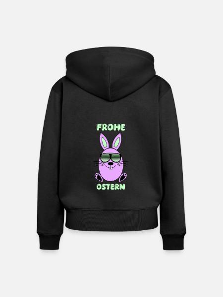 frohe ostern hase - Frauen Premium Bio Zip Hoodie - Schwarz