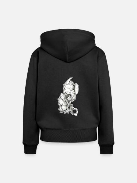 Flower Knife - Frauen Premium Bio Zip Hoodie - Schwarz
