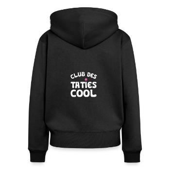 club des taties cool - Sweat à capuche zippé Premium bio Femme - noir - Dos - Julia (174cm)