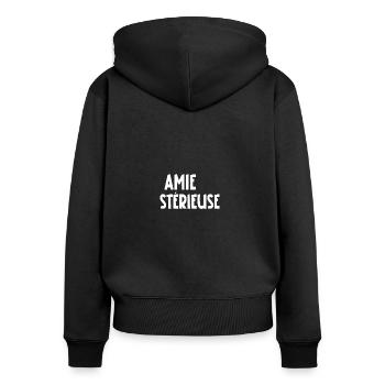 amie stérieuse - Sweat à capuche zippé Premium bio Femme - noir - Dos - Julia (174cm)