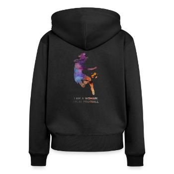 Football féminin - Sweat à capuche zippé Premium bio Femme - noir - Dos - Julia (174cm)