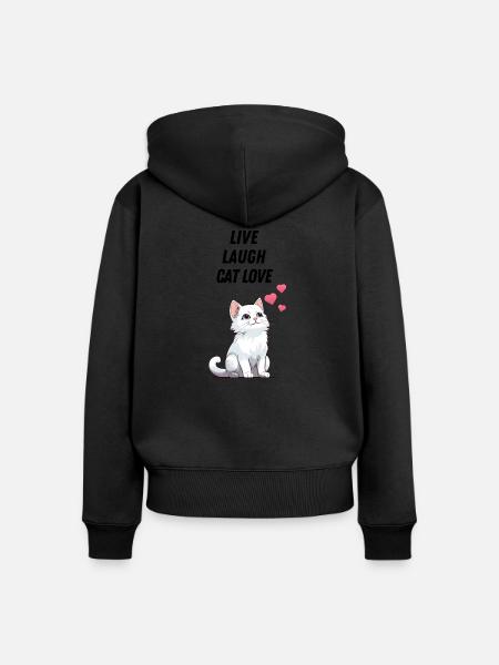 Cat Love Katzenliebe - Frauen Premium Bio Zip Hoodie - Schwarz