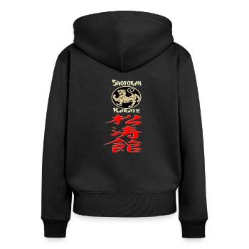 Karate Shotokan Tiger Logo Kanji Calligraphy - Frauen Premium Bio Zip Hoodie - Schwarz - Hinten - Julia (174cm)