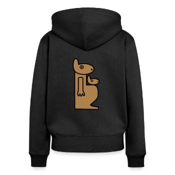 Känguru | Mutter & Kind | Schwangerschaft | Baby - Frauen Premium Bio Zip Hoodie - Schwarz - Hinten - Julia (174cm)