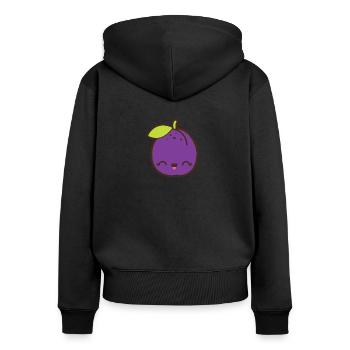 Cute plum Smile Kawaii - Women's Premium Organic Zip Hoodie - black - Back - Julia (174cm)