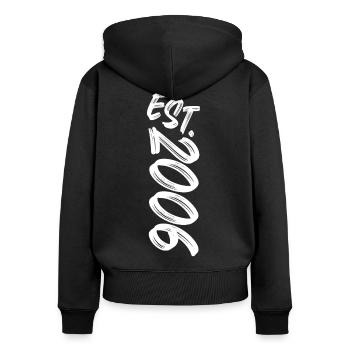 Est. 2006 - Established 2006 - Geburtstag Geschenk - Frauen Premium Bio Zip Hoodie - Schwarz - Hinten - Julia (174cm)