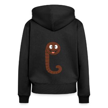Regenwurm - Frauen Premium Bio Zip Hoodie - Schwarz - Hinten - Julia (174cm)