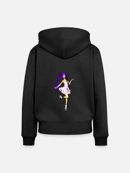 Manga Mädchen - Frauen Premium Bio Zip Hoodie - Schwarz