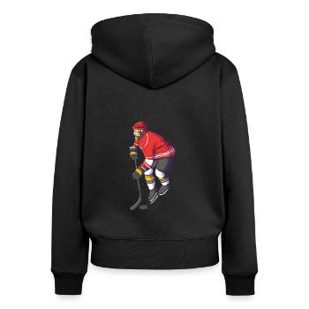 Joueurs de hockey sur glace - Sweat à capuche zippé Premium bio Femme - noir - Dos - Julia (174cm)