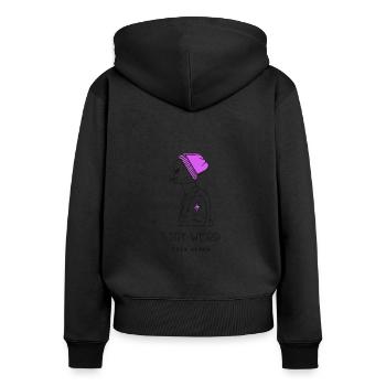 Restez bizarre Restez étranger - Sweat à capuche zippé Premium bio Femme - noir - Dos - Julia (174cm)