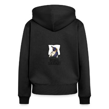 Offizielles Schlafshirt Pinguin Schlafanzug - Frauen Premium Bio Zip Hoodie - Schwarz - Hinten - Julia (174cm)