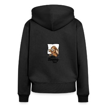 Offizielles Schlafshirt Hase Kaninchen Schlafanzug - Frauen Premium Bio Zip Hoodie - Schwarz - Hinten - Julia (174cm)