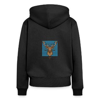Deer Antler Hunters Deer Motif Bavaria Folk Festival - Women's Premium Organic Zip Hoodie - black - Back - Julia (174cm)