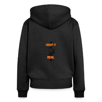 CREEP IT REAL Halloween Ghost - Women's Premium Organic Zip Hoodie - black - Back - Julia (174cm)