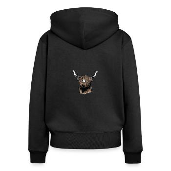 Scottish Highland Highland Cattle Highland - Women's Premium Organic Zip Hoodie - black - Back - Julia (174cm)
