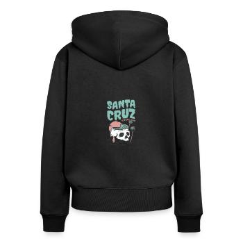 Santa Cruz Californie vintage rétro Surfing City - Sweat à capuche zippé Premium bio Femme - noir - Dos - Julia (174cm)
