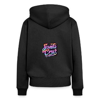 Santa Cruz Californie vintage rétro surfing ville - Sweat à capuche zippé Premium bio Femme - noir - Dos - Julia (174cm)