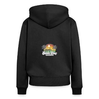 Santa Cruz California retro vintage 70s style - Women's Premium Organic Zip Hoodie - black - Back - Julia (174cm)