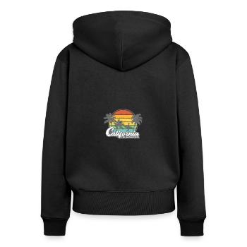 California Retro Surfer Palmen Strand Urlaub - Frauen Premium Bio Zip Hoodie - Schwarz - Hinten - Julia (174cm)